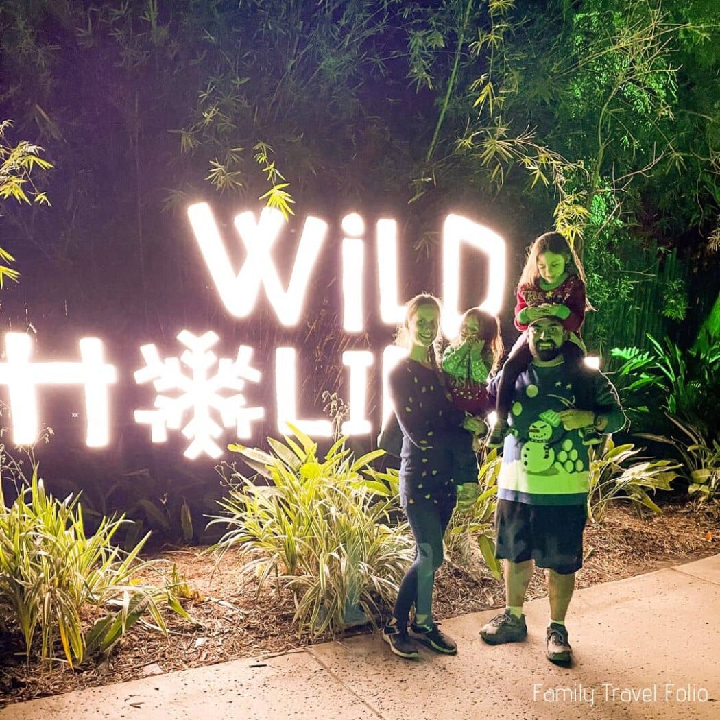 Wild Holidays light up sign at Safari Park