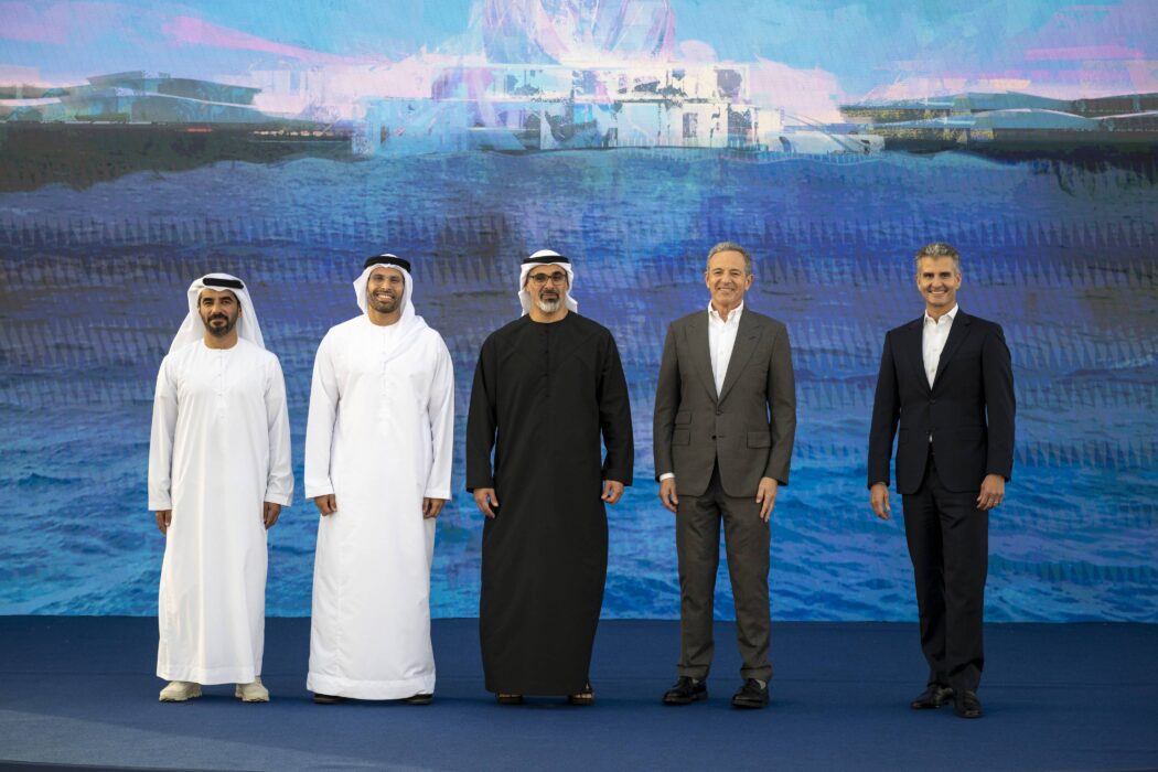 Close-up of Disney and UAE leadership at the official announcement for the Disneyland Abu Dhabi project.